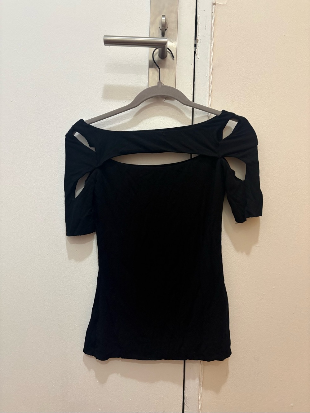 Bailey 44 black geometric cut-out top
